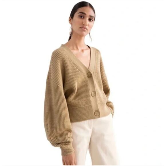 & Other Stories Oversized Wool Cardigan Balloon Sleeves Tan Stockholm Atelier M - Picture 1 of 5